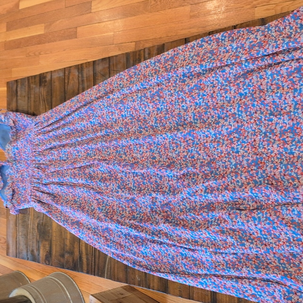 Sau Lee Florence Silk Gown Blue Floral - Picture 11 of 12